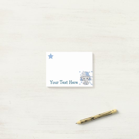 Post-it® Bébé mignon éléphant garçon (Sur un bureau)