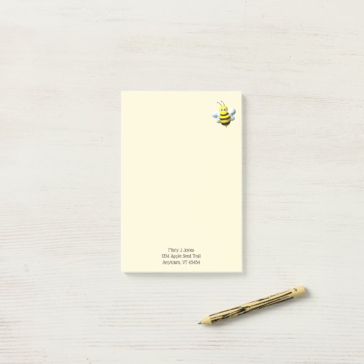 Post-it® Bee Cool With Personalized Text (Sur un bureau)