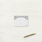 Post-it® Belle aquarelle argent fleurs & calligraphie (Sur un bureau)