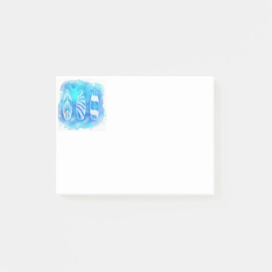 Post-it® Belle aquarelle Bleue Eau Surfboards art (Devant)