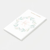 Post-it® Belle aquarelle Floral Wreath Monogramme (Incliné)