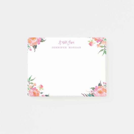 Post-it® Belle aquarelle violet Fleurs roses (Devant)
