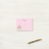 Post-it® Belle Chouette rose et blanche Chouette rose (Sur un bureau)