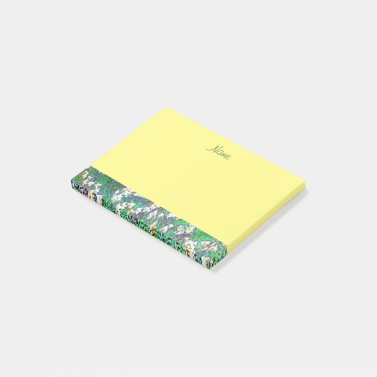 Post-it® Belle conception florale jaune avec bordure Lily (Incliné)