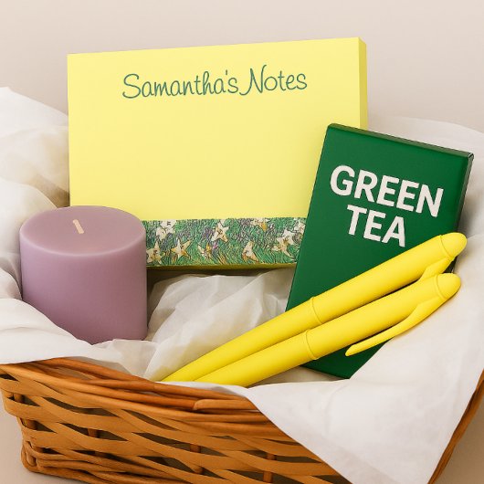 Post-it® Belle conception florale jaune avec bordure Lily