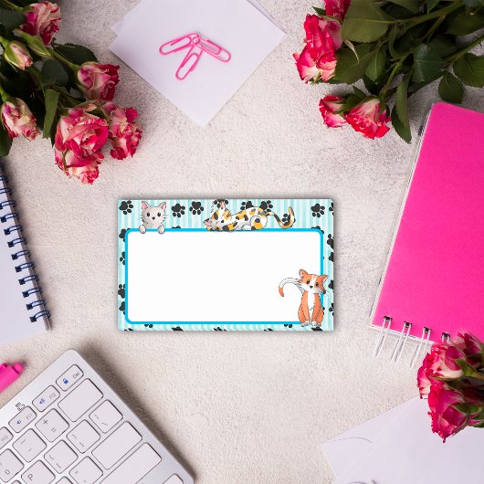 Post-it® Belle couleur Bleue avec pattes chatons mignons 10