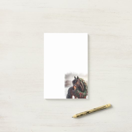 Post-it® Belle couronne de Noël de Cheval Brown (Sur un bureau)