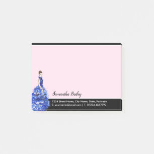Post-it® Belle dame à la mode bleue étincelante
