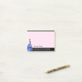 Post-it® Belle dame à la mode bleue scintillante (Sur un bureau)