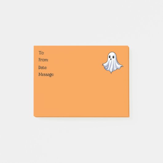 Post-it® Belle Fantôme sur le message orange d'Halloween (Devant)