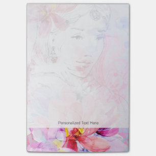 Post-it® Belle fille avec un bouquet de fleurs