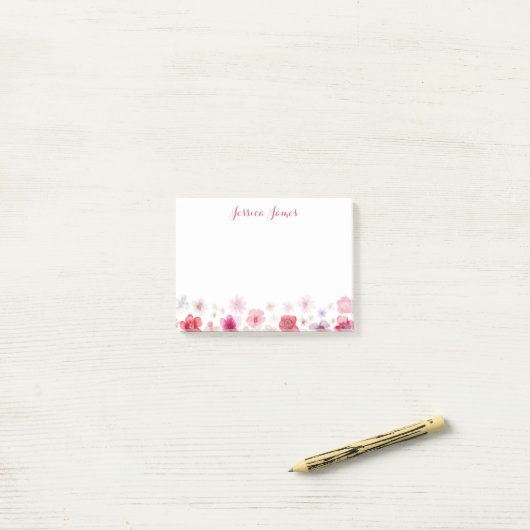 Post-it® Belle florale personnalisée 4" x 3" (Sur un bureau)