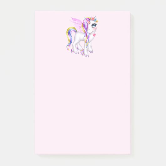 Post-it® Belle licorne avec Rainbow Mane & Tail (Devant)