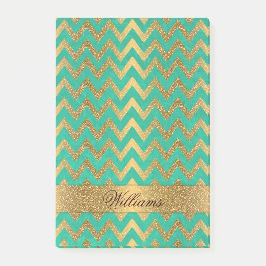 Post-it® Belle parties scintillant en faux or du chevron zi (Devant)