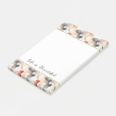 Post-it® Belle Pêche féminine Bleu et Blanc Floral (Incliné)