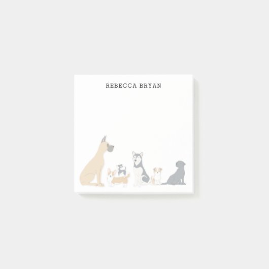 Post-it® Belle race de chiens illustrée Personnalisée (Devant)