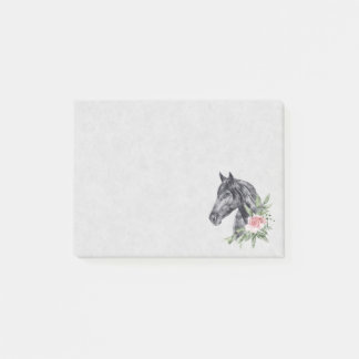 Post-it® Belle tête de cheval noir Portrait d'aquarelle