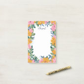 Post-it® Belles fleurs boho - Nom personnalisé (Sur un bureau)
