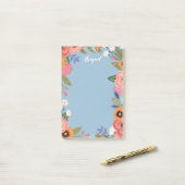 Post-it® Belles fleurs Pastel Boho - Nom personnalisé (Sur un bureau)