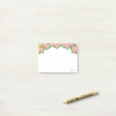 Post-it® Belles fleurs roses à l'aquarelle et calligraphie (Sur un bureau)