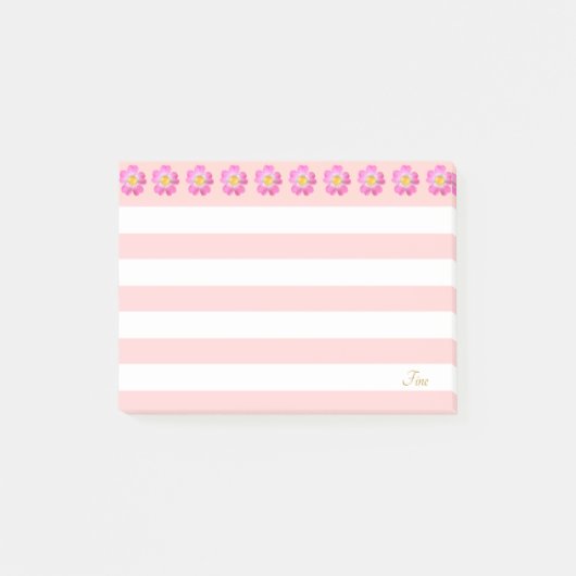 Post-it® Belles fleurs roses et rayures (Devant)
