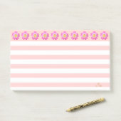 Post-it® Belles fleurs roses et rayures (Sur un bureau)