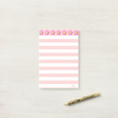 Post-it® Belles fleurs roses et rayures (Sur un bureau)