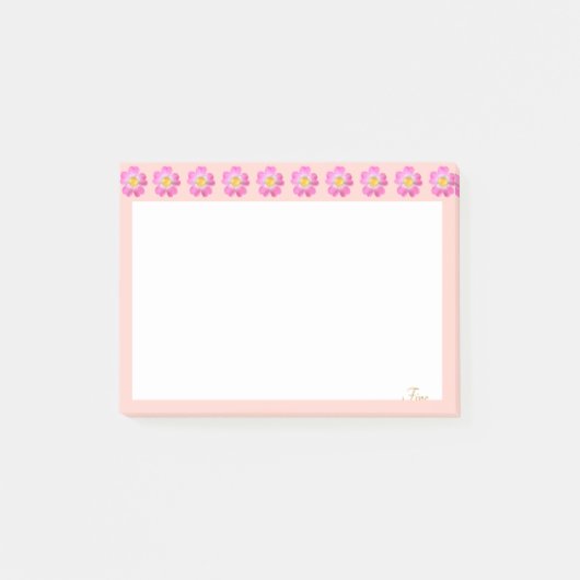 Post-it® Belles fleurs roses sur fond rose et blanc (Devant)