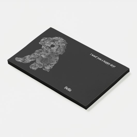 Post-it® Bernedoodle Art Abstrait Nom du chien (Incliné)