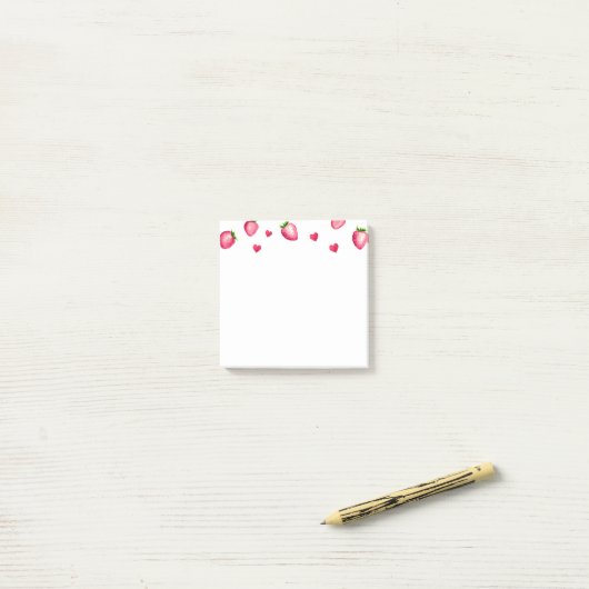 Post-it® Berry First Birthday Party Coeurs fraises (Sur un bureau)