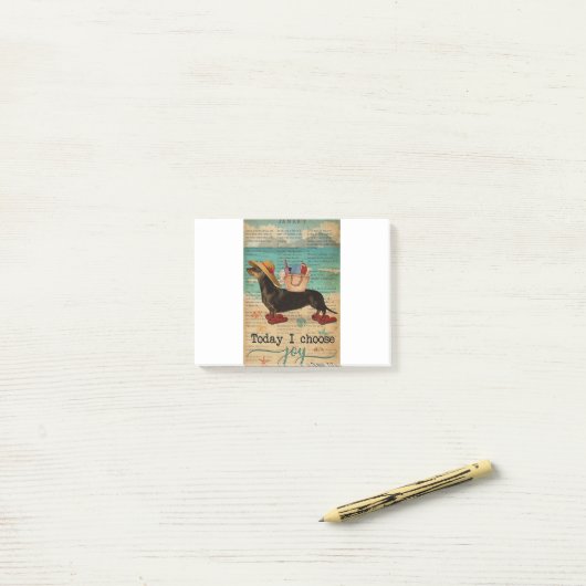 Post-it® Bible Beach Life Joy Dachshund (Sur un bureau)