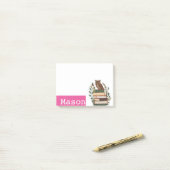 Post-it® Bibliothèque de livres sur la chouette drôle perso (Sur un bureau)