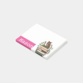 Post-it® Bibliothèque de livres sur la chouette drôle perso (Incliné)