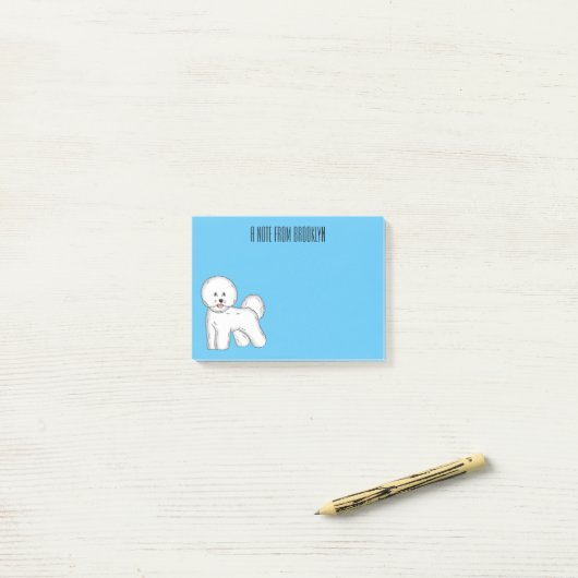 Post-it® Bichon frise dog dessin animé (Sur un bureau)