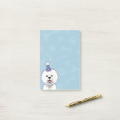 Post-it® Bichon mignon Frise utilisant un casquette de (Sur un bureau)