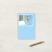 Post-it® Bickadee sur la peinture d'alimentation - Oiseaux  (Sur un bureau)