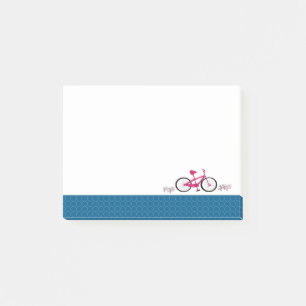 Post-it® Bicyclette rose bordure à motif bleu