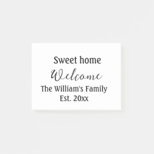 Post-it® Bienvenue douce maison ajouter nom de famille anné