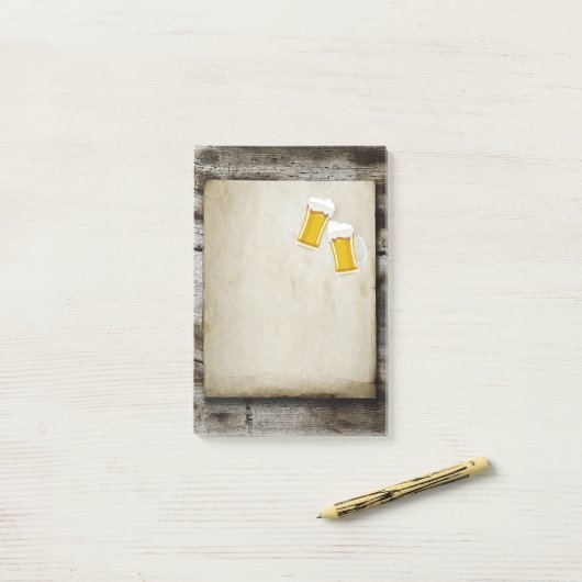Post-it® bière, acclamations, rustique, pays (Sur un bureau)