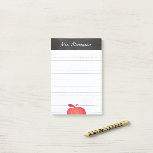 Post-it® Big Red Apple Enseignant de l'école secondaire Lin (Sur un bureau)