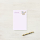 Post-it® Bijoux Papillon bleu violet Or (Sur un bureau)