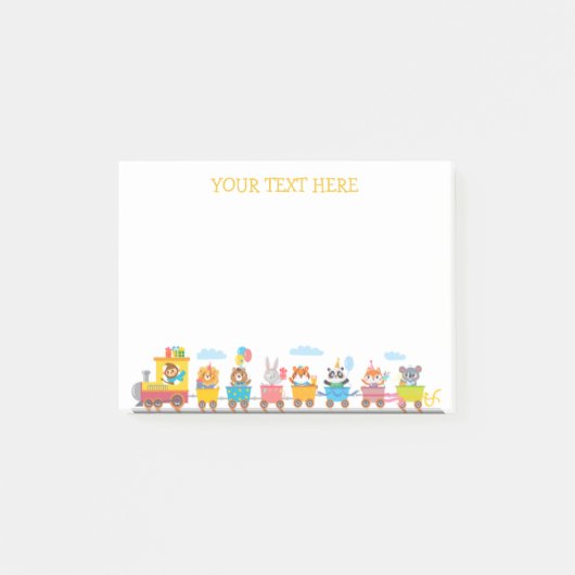 Post-it® Billet comestible Il Notes Mignons Train Animaux J (Devant)