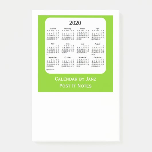 Post-it® Billets verts jaunes 2020 Calendriers par Janz (Devant)