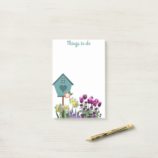 Post-it® Birdhouse in Flower Garden Les choses à faire (Sur un bureau)