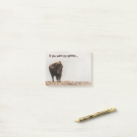 Post-it® Bison Sticking Sa Langue - Humour - Drôle (Sur un bureau)