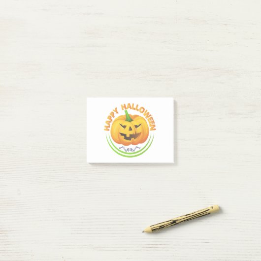 Post-it® Bizarre Halloween Halloween Citrouille post-it not (Sur un bureau)