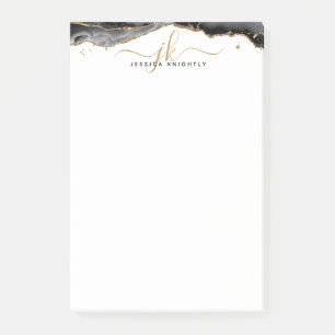 Post-it® Black Agate Geode Gold Parties scintillant Script 