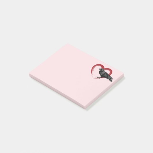Post-it® Black Bird Heart Raven Post-it Notes (Incliné)
