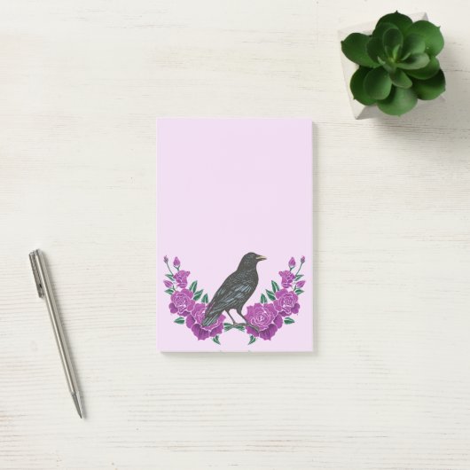 Post-it® Black Birds Roses et Raven (Bureau)