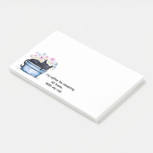 Post-it® Black Cat with Flowers I'd Rather Be Sleeping (Incliné)